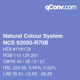 Código de color: Natural Colour System<br>NCS S2050-R70B - Hellblau | qconv.com