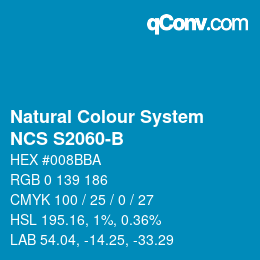 颜色代码: Natural Colour System<br>NCS S2060-B - Blau | qconv.com