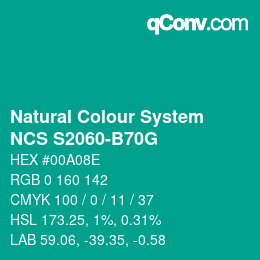 颜色代码: Natural Colour System<br>NCS S2060-B70G - Grün | qconv.com