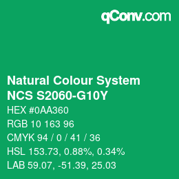 カラーコード: Natural Colour System<br>NCS S2060-G10Y - Grün | qconv.com