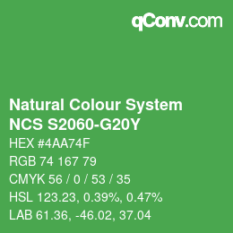 Color code: Natural Colour System<br>NCS S2060-G20Y - Grün | qconv.com