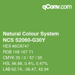 颜色代码: Natural Colour System<br>NCS S2060-G30Y - Grün | qconv.com