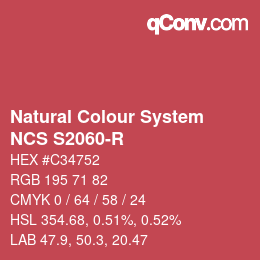 Color code: Natural Colour System<br>NCS S2060-R - Dunkelrosa | qconv.com