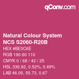 カラーコード: Natural Colour System<br>NCS S2060-R20B - Dunkelrosa | qconv.com