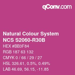 カラーコード: Natural Colour System<br>NCS S2060-R30B - Violett | qconv.com