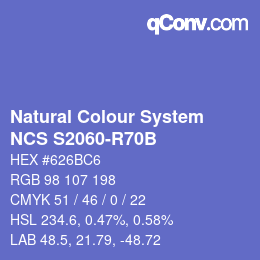 カラーコード: Natural Colour System<br>NCS S2060-R70B - Blauviolett | qconv.com