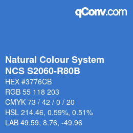 Código de color: Natural Colour System<br>NCS S2060-R80B - Hellblau | qconv.com