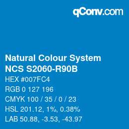 カラーコード: Natural Colour System<br>NCS S2060-R90B - Hellblau | qconv.com