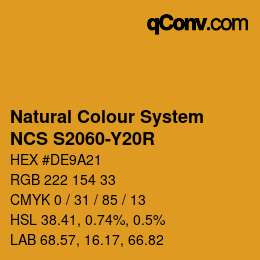 Color code: Natural Colour System<br>NCS S2060-Y20R - Hellbraun | qconv.com