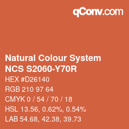 カラーコード: Natural Colour System<br>NCS S2060-Y70R - Orange | qconv.com