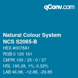 颜色代码: Natural Colour System<br>NCS S2065-B - Blau | qconv.com