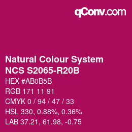颜色代码: Natural Colour System<br>NCS S2065-R20B - Dunkelrosa | qconv.com