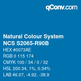 カラーコード: Natural Colour System<br>NCS S2065-R90B - Blau | qconv.com