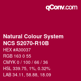 カラーコード: Natural Colour System<br>NCS S2070-R10B - Rot | qconv.com