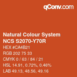 Código de color: Natural Colour System<br>NCS S2070-Y70R - Rotorange | qconv.com