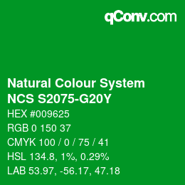 Farbcode: Natural Colour System<br>NCS S2075-G20Y - Grün | qconv.com