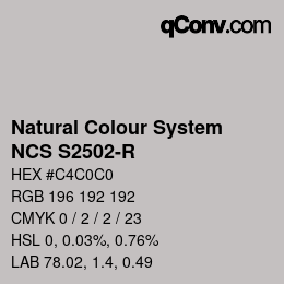 Color code: Natural Colour System<br>NCS S2502-R - Rötlichgrau | qconv.com