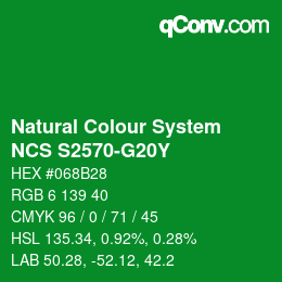 カラーコード: Natural Colour System<br>NCS S2570-G20Y - Grün | qconv.com