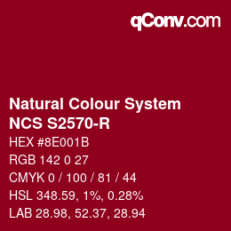 カラーコード: Natural Colour System<br>NCS S2570-R - Rot | qconv.com