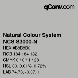 カラーコード: Natural Colour System<br>NCS S3000-N - Grau | qconv.com