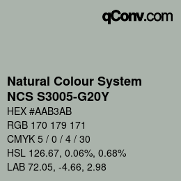 カラーコード: Natural Colour System<br>NCS S3005-G20Y - Gelbgrau | qconv.com