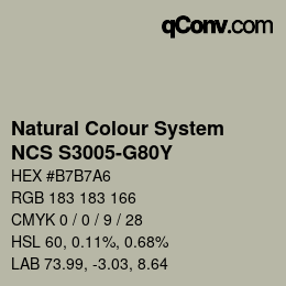 Farbcode: Natural Colour System<br>NCS S3005-G80Y - Graubeige | qconv.com