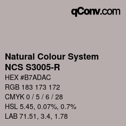 颜色代码: Natural Colour System<br>NCS S3005-R - 自 2022 | qconv.com