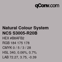 Color code: Natural Colour System<br>NCS S3005-R20B - Violettgrau | qconv.com