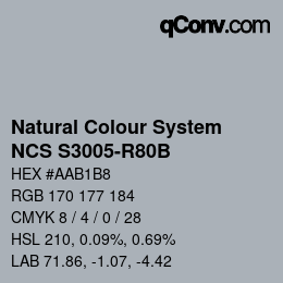 カラーコード: Natural Colour System<br>NCS S3005-R80B - Grau | qconv.com