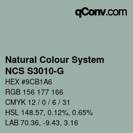 カラーコード: Natural Colour System<br>NCS S3010-G - Graugrün | qconv.com