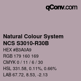 颜色代码: Natural Colour System<br>NCS S3010-R30B - Blasslila | qconv.com