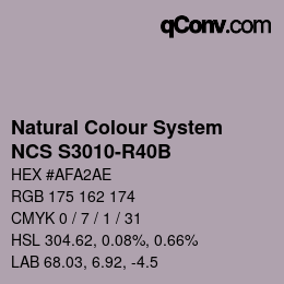カラーコード: Natural Colour System<br>NCS S3010-R40B - Blasslila | qconv.com