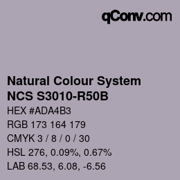 カラーコード: Natural Colour System<br>NCS S3010-R50B - Blasslila | qconv.com