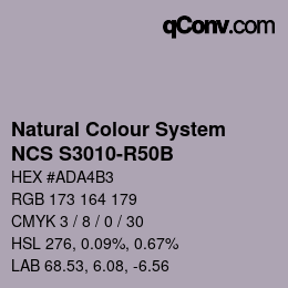 カラーコード: Natural Colour System<br>NCS S3010-R50B - Blasslila | qconv.com