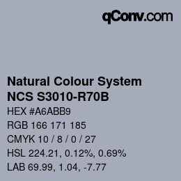 カラーコード: Natural Colour System<br>NCS S3010-R70B - Blaugrau | qconv.com