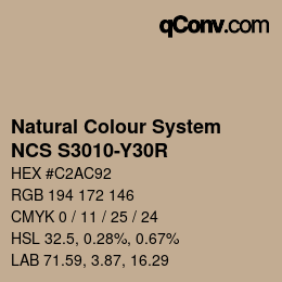 Farbcode: Natural Colour System<br>NCS S3010-Y30R - Dunkelbeige | qconv.com