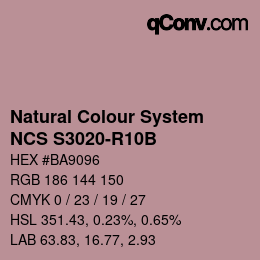 Farbcode: Natural Colour System<br>NCS S3020-R10B - Rosabeige | qconv.com