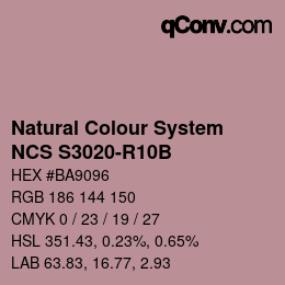 カラーコード: Natural Colour System<br>NCS S3020-R10B - Rosabeige | qconv.com