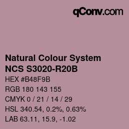 カラーコード: Natural Colour System<br>NCS S3020-R20B - Rosabeige | qconv.com
