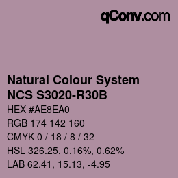 Color code: Natural Colour System<br>NCS S3020-R30B - Rosabeige | qconv.com