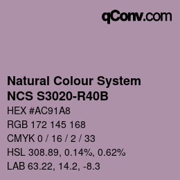 Color code: Natural Colour System<br>NCS S3020-R40B - Rosablau | qconv.com