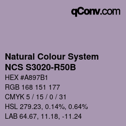 Farbcode: Natural Colour System<br>NCS S3020-R50B - Lila | qconv.com