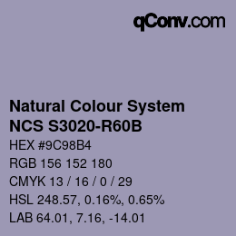 カラーコード: Natural Colour System<br>NCS S3020-R60B - Violettblau | qconv.com