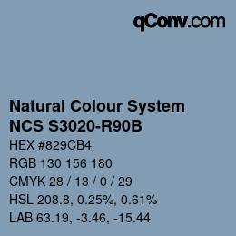 カラーコード: Natural Colour System<br>NCS S3020-R90B - Blau | qconv.com