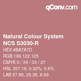 カラーコード: Natural Colour System<br>NCS S3030-R - Rotrosa | qconv.com