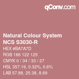 カラーコード: Natural Colour System<br>NCS S3030-R - Rotrosa | qconv.com