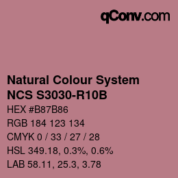 カラーコード: Natural Colour System<br>NCS S3030-R10B - Rosabraun | qconv.com