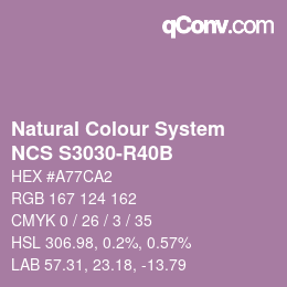 Color code: Natural Colour System<br>NCS S3030-R40B - Violett | qconv.com