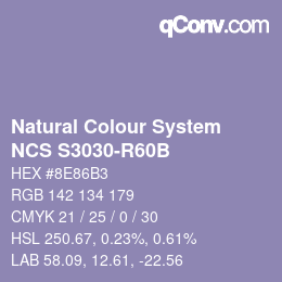 カラーコード: Natural Colour System<br>NCS S3030-R60B - Rosablau | qconv.com