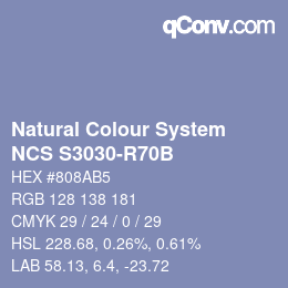 カラーコード: Natural Colour System<br>NCS S3030-R70B - Blau | qconv.com